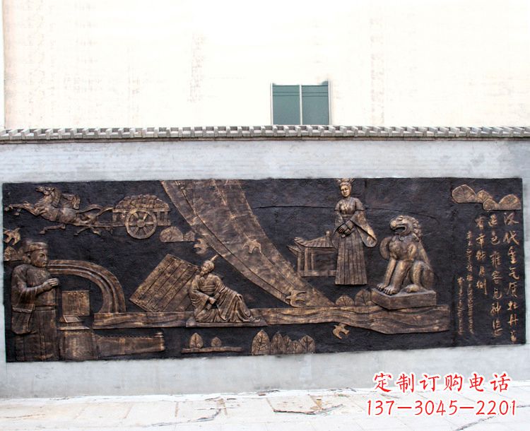 泉州“汉代重气质,牡丹留正色”中国传统文化浮雕壁画,玻璃钢仿铜园林墙壁装饰壁画