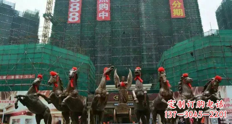 泉州阿波罗八匹马踏浪而来景观马群铜雕