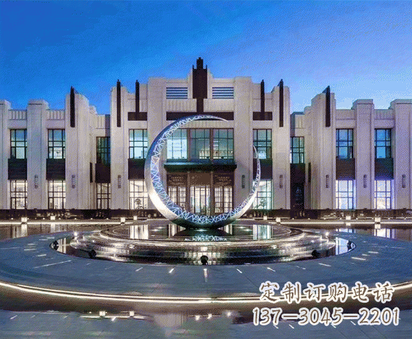 泉州城市不锈钢月亮摆件雕塑