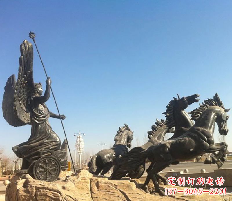 泉州阿波罗战车小区景观铜雕 (3)