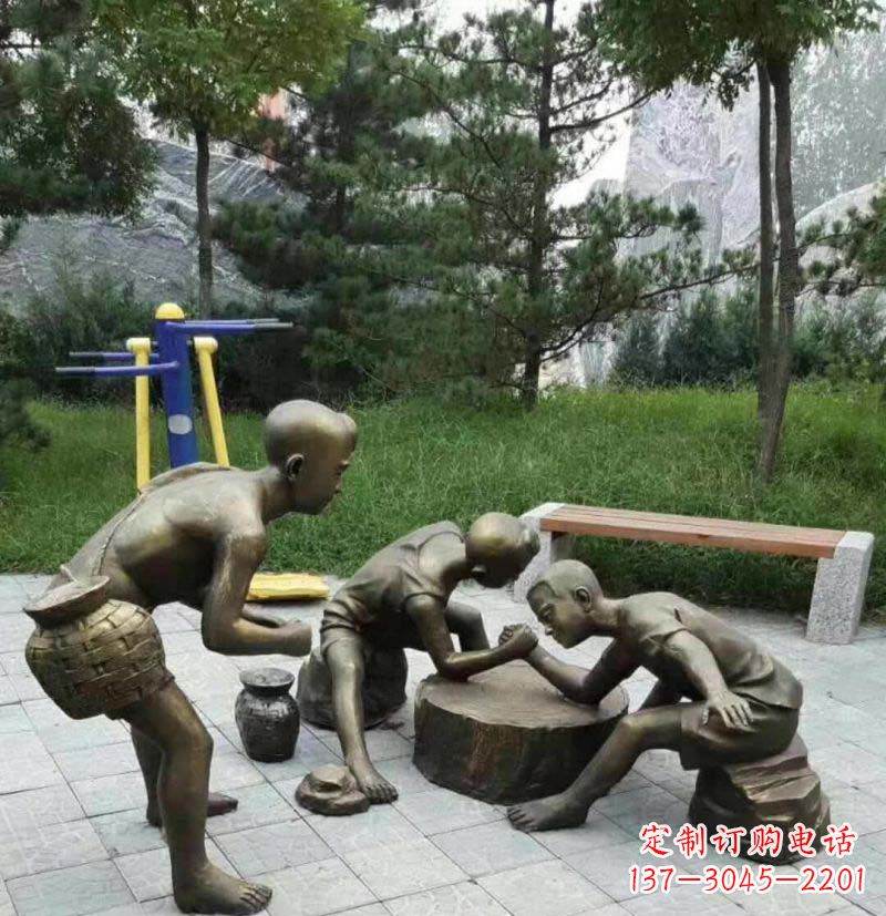 泉州掰手腕儿童铜雕