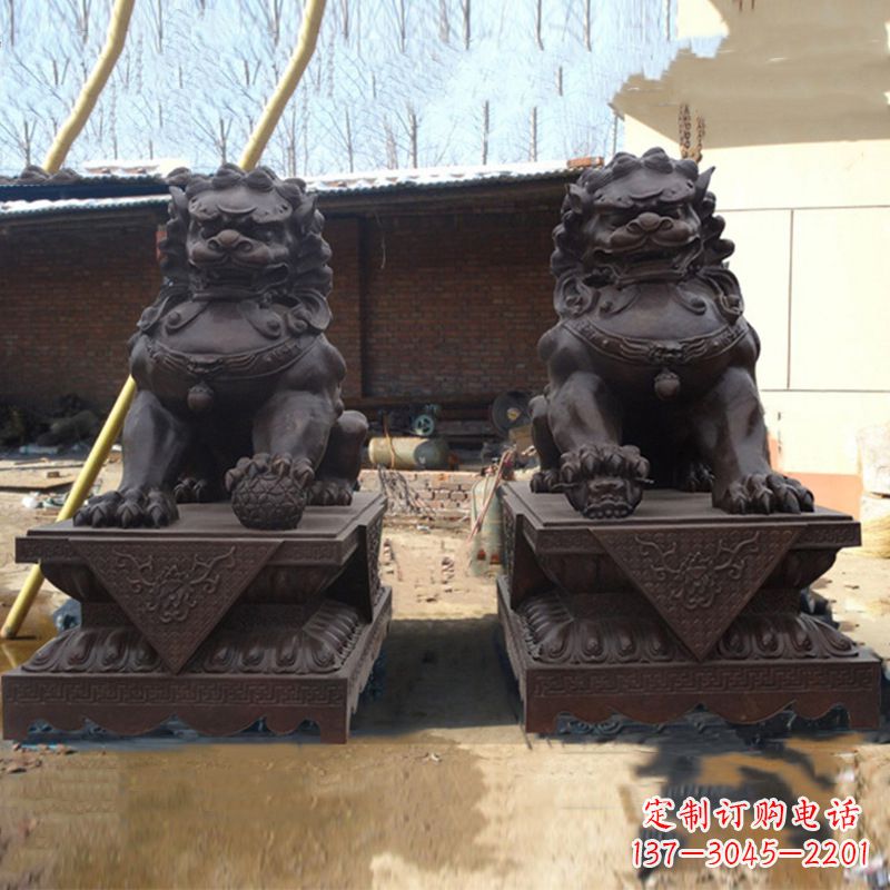 泉州北京狮子铜雕塑-企业商场看门辟邪招财神兽