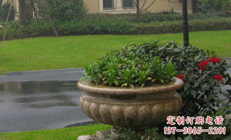 泉州别墅景观大理石花盆石雕 (4)