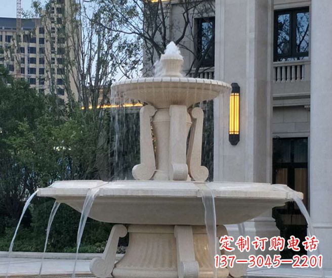 泉州别墅景观汉白玉喷泉石雕 (2)