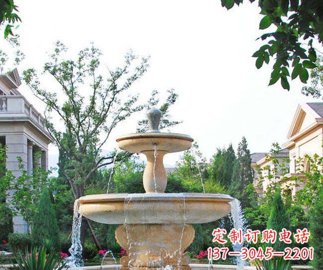 泉州别墅景观晚霞红喷泉石雕