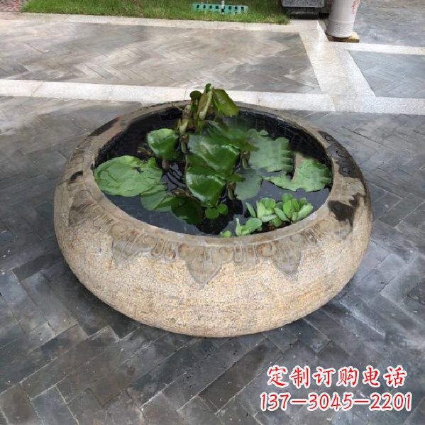 泉州别墅庭院仿古做旧石雕鱼缸