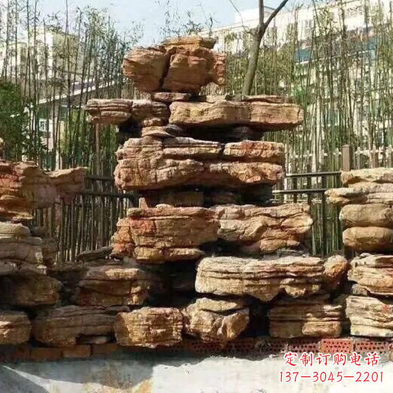 泉州别墅庭院千层石奇石假山
