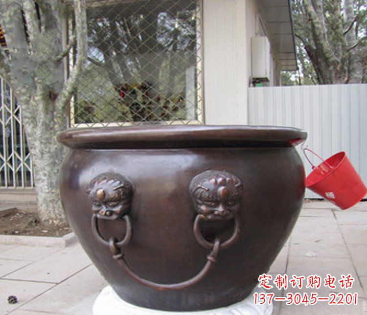 泉州招财进宝水缸铜雕塑摆件