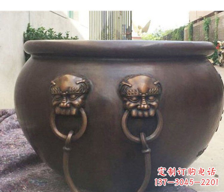 泉州别墅招财水缸铜雕塑摆件