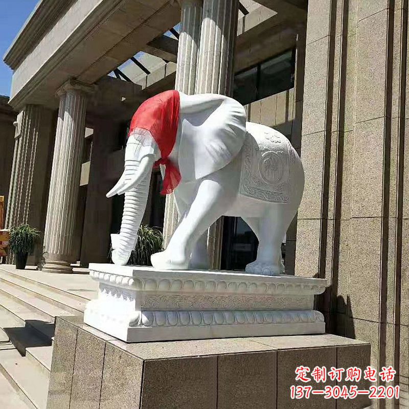 泉州宾馆酒店看门大象汉白玉吉祥动物石雕
