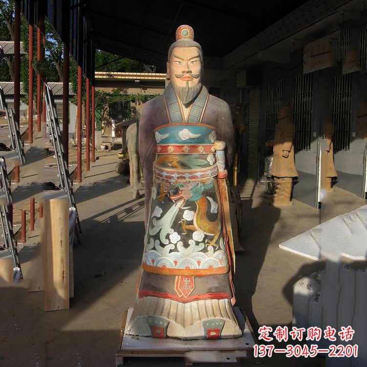 泉州玻璃钢彩绘秦始皇塑像