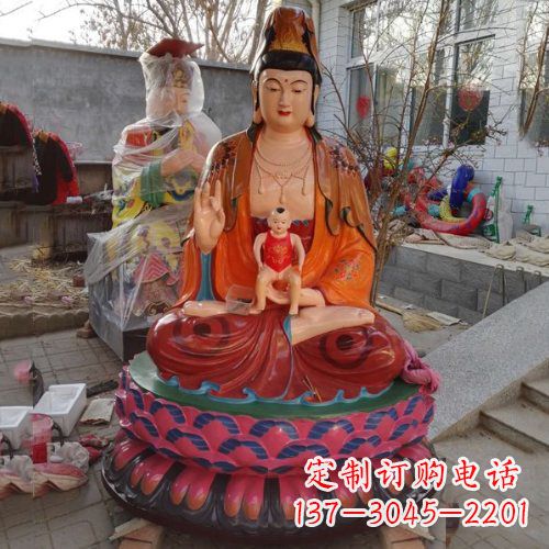 泉州玻璃钢彩绘送子观音雕塑