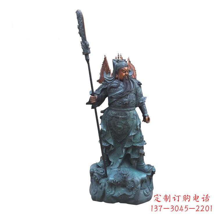 泉州玻璃钢仿铜彩绘关公像精美雕塑艺术品