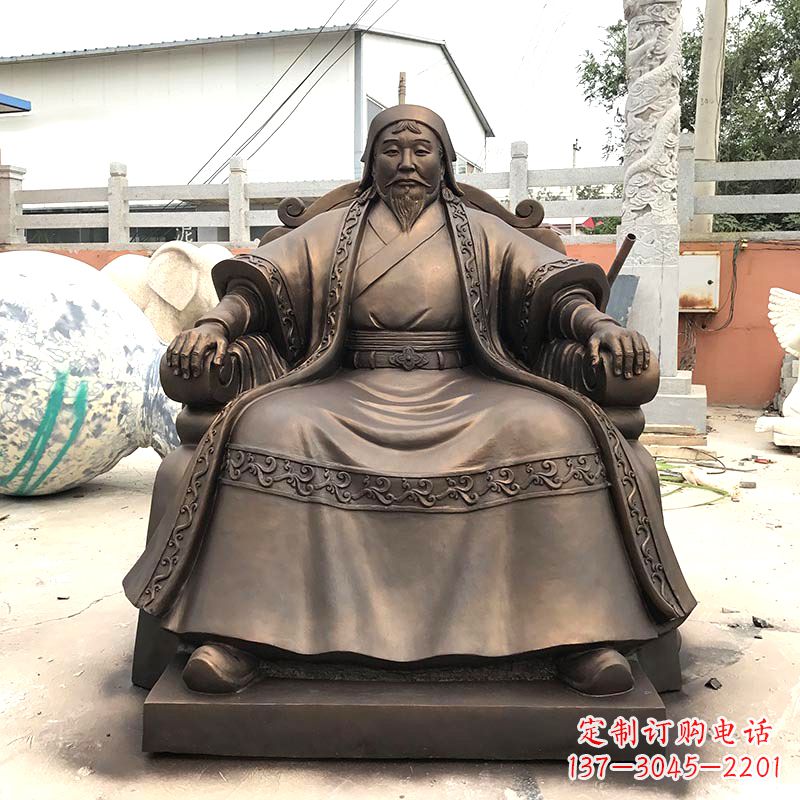 泉州成吉思汗玻璃钢仿铜雕塑
