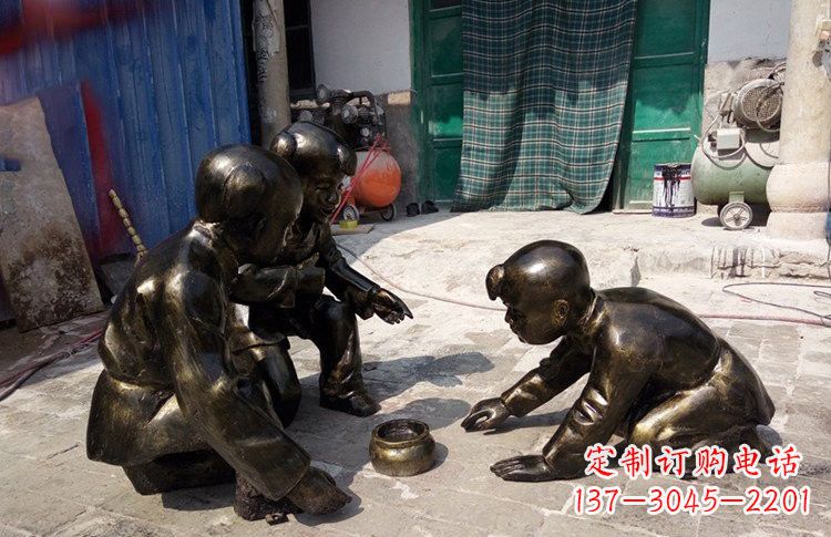 泉州玻璃钢仿铜斗蛐蛐的古代儿童