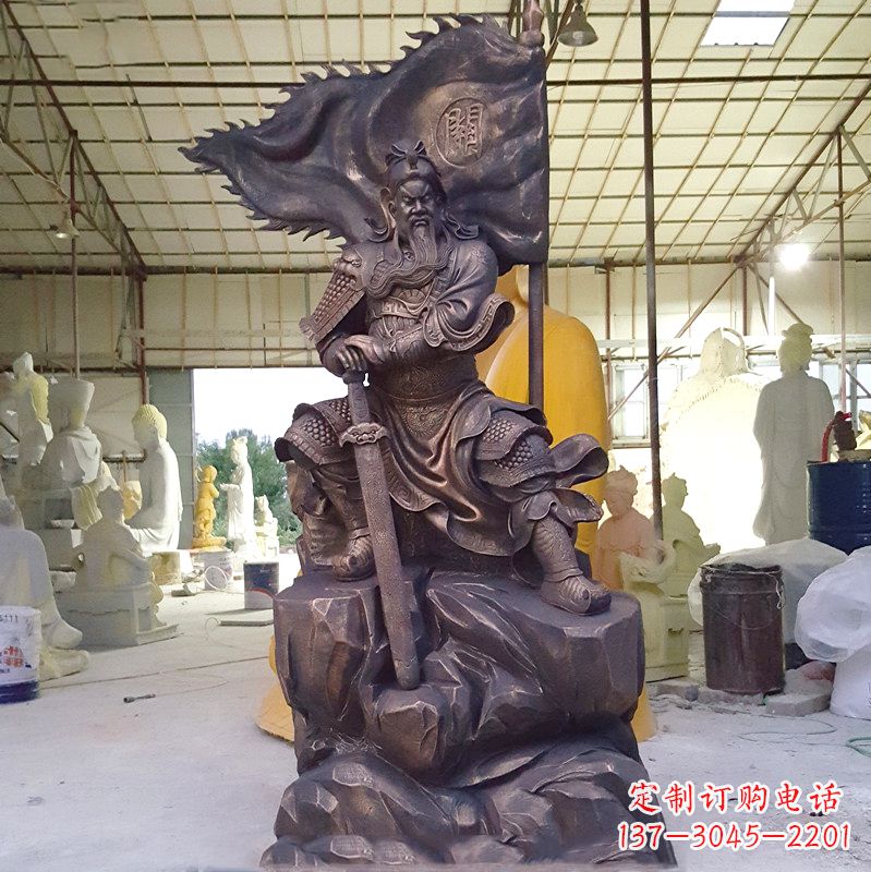 泉州玻璃钢仿铜关公雕塑传承中国传统文化