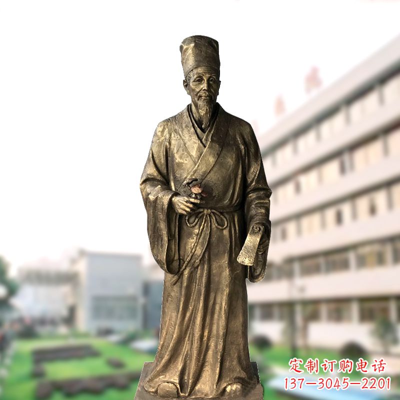 泉州玻璃钢仿铜李时珍塑像-医院医学院药圣雕塑
