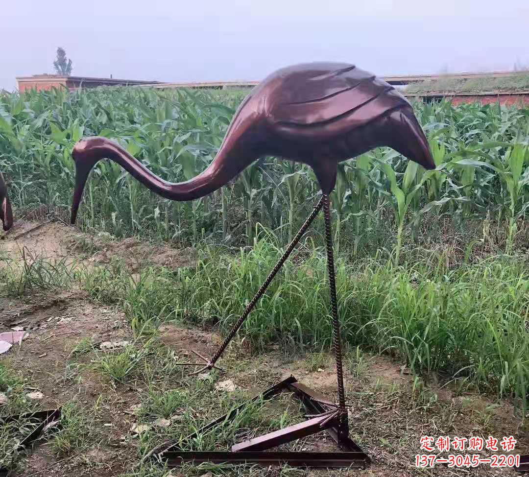 泉州玻璃钢仿铜仙鹤雕塑公园园林景观摆件