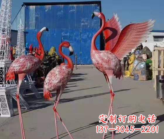 泉州玻璃钢仿真火烈鸟雕塑广场景观雕塑户外摆件