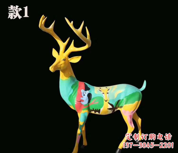 泉州玻璃钢梅花鹿雕塑