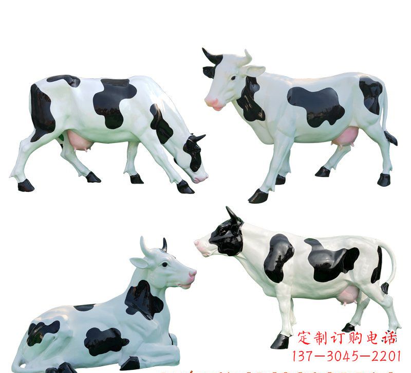 泉州玻璃钢仿真奶牛雕塑精美的艺术品