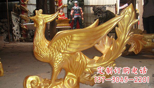 泉州玻璃钢凤凰仿铜动物雕塑传承传统文化