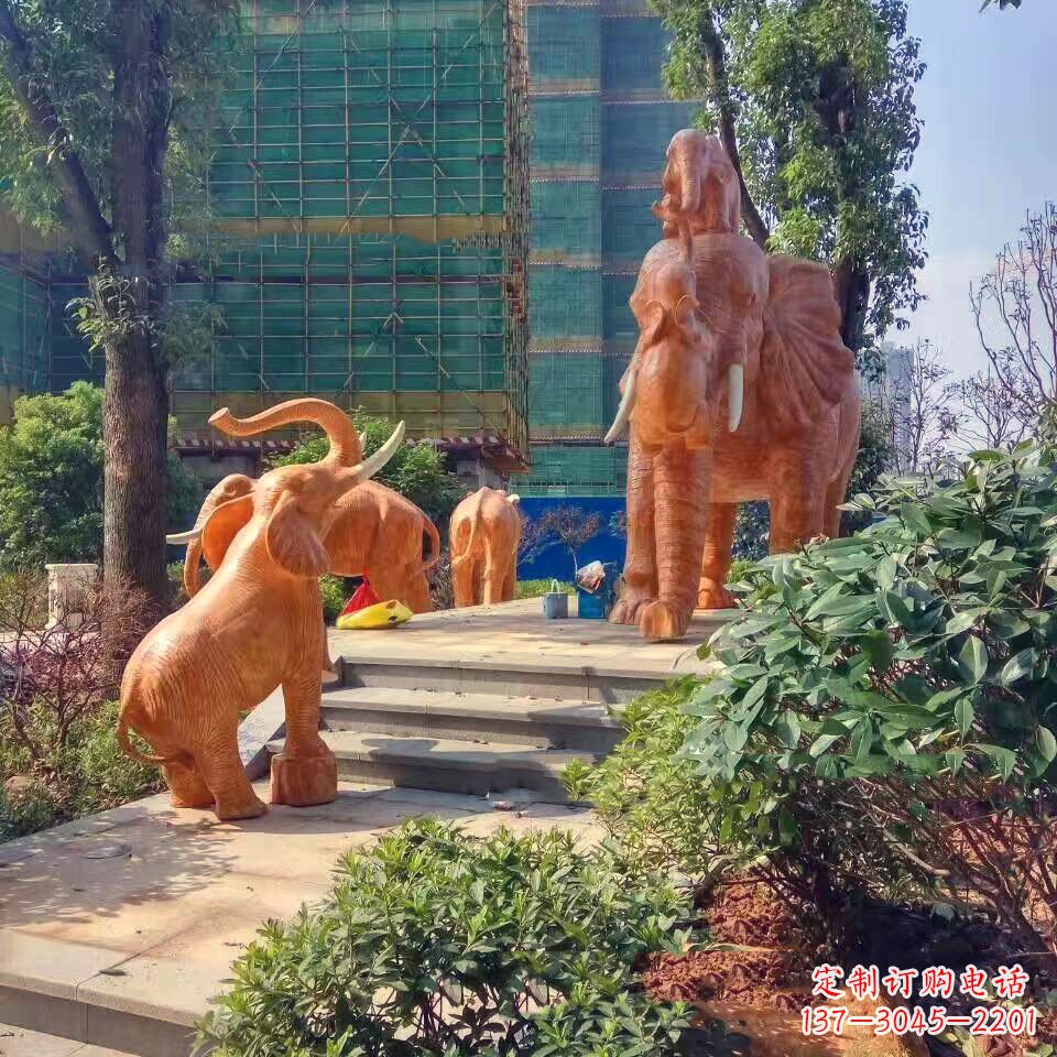 泉州玻璃钢卡通大象雕塑-小区园林动物景观雕塑