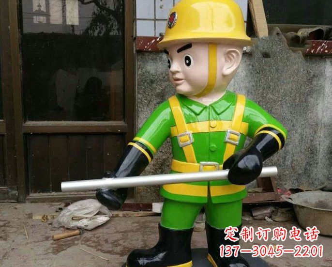 泉州玻璃钢消防员雕塑——让爱与勇气永恒