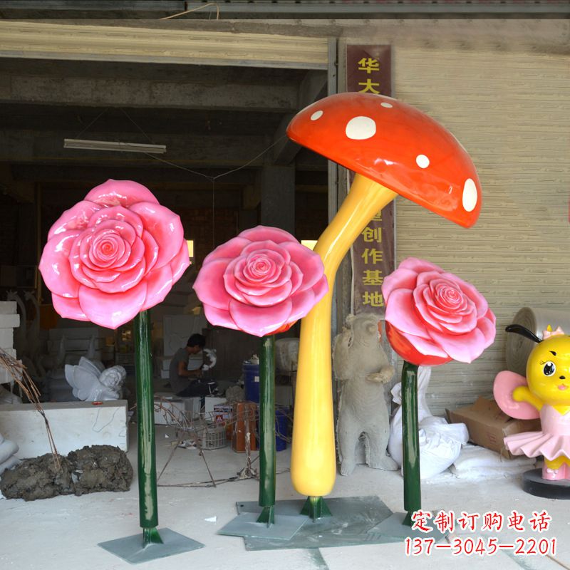 泉州玫瑰之美玻璃钢玫瑰雕塑