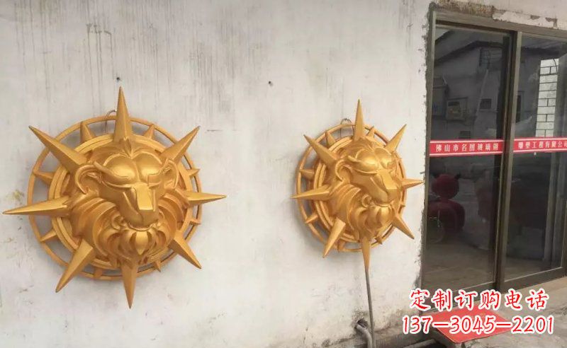 泉州玻璃钢狮子头雕塑——精美景观装置