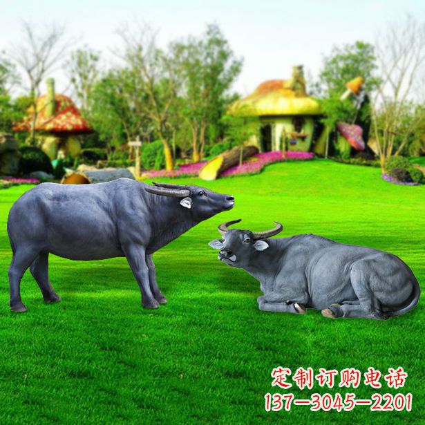 泉州玻璃钢水牛雕塑-农场农家院仿真动物摆件