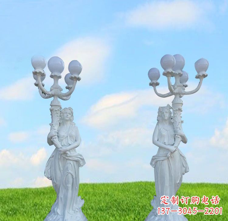 泉州美女雕塑玻璃钢西方美女路灯的艺术精髓