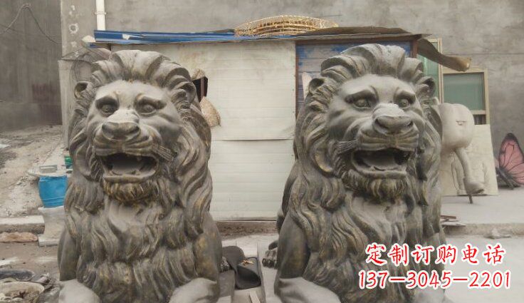 泉州玻璃钢西洋趴狮仿铜动物雕塑