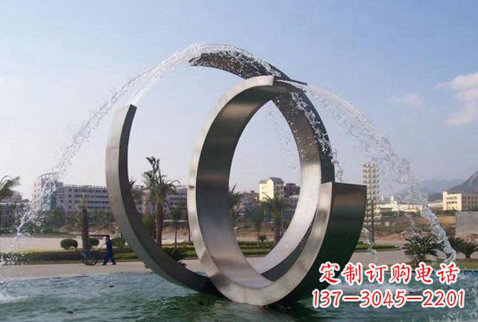 泉州不锈钢C形喷泉雕塑精美雕塑艺术