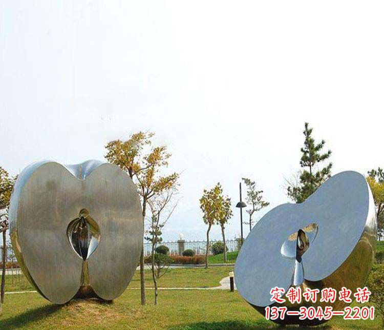 泉州不锈钢半块苹果雕塑 (2)