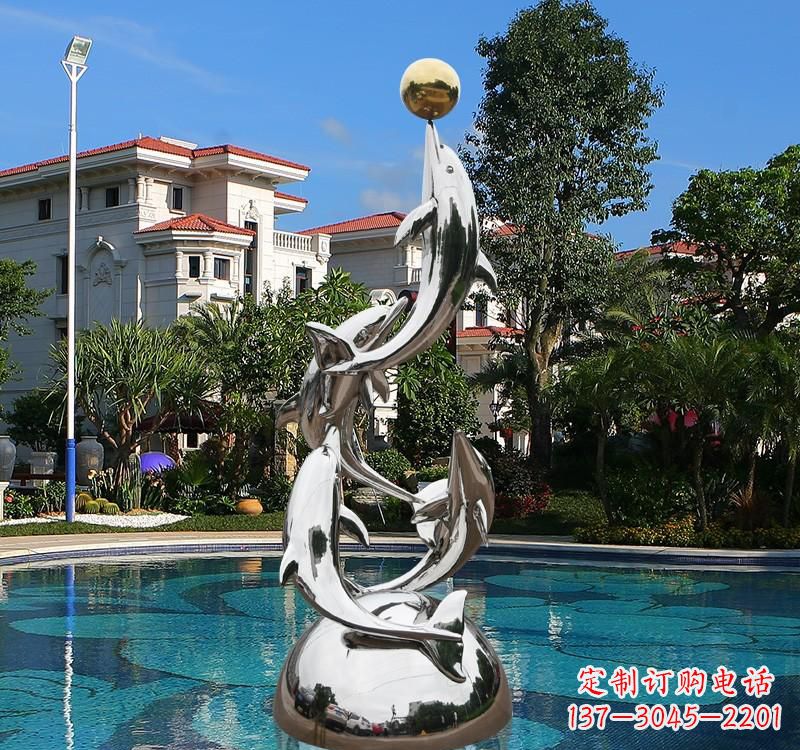 泉州不锈钢别墅海豚雕塑
