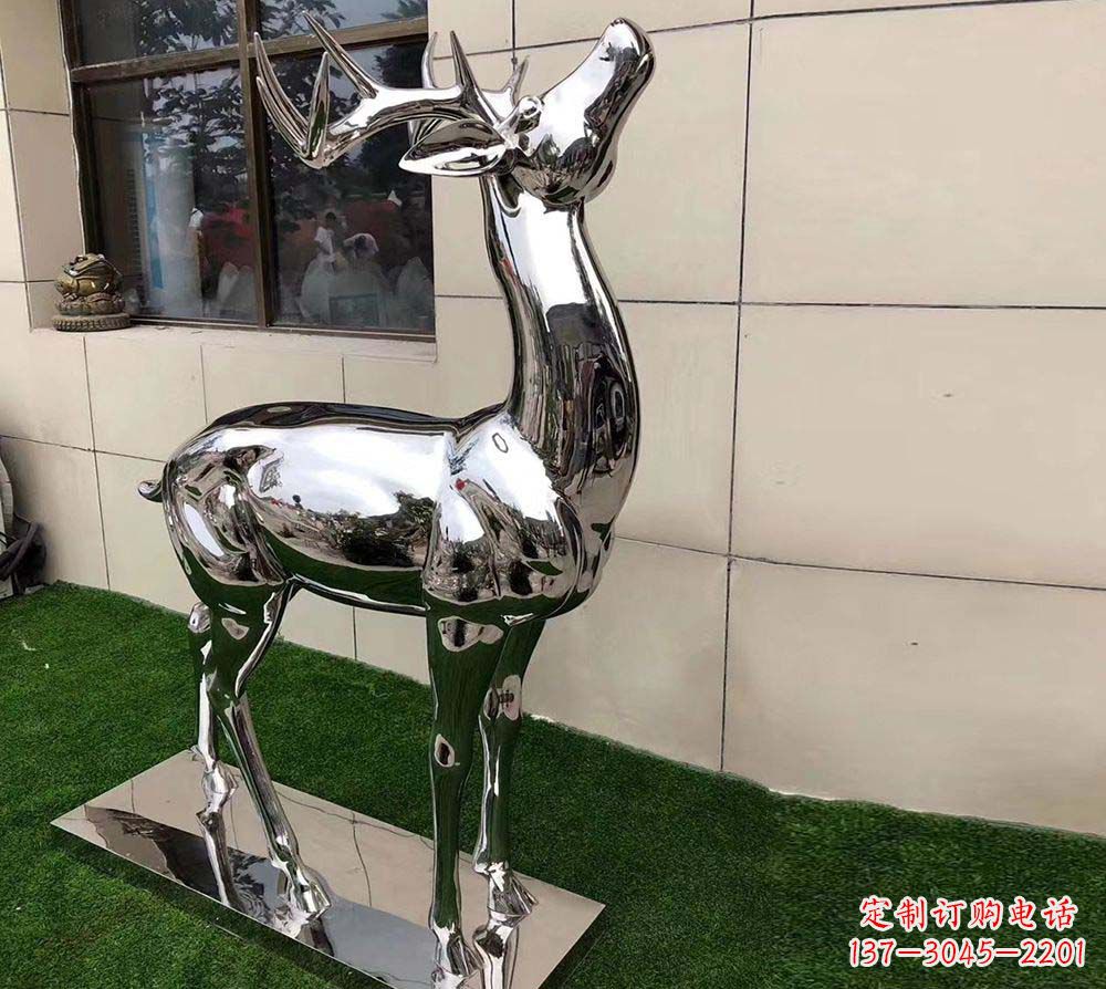 泉州不锈钢别墅镜面小鹿雕塑