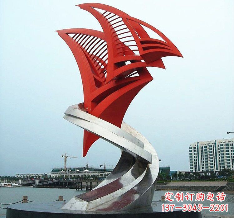 泉州不锈钢彩色帆船雕塑