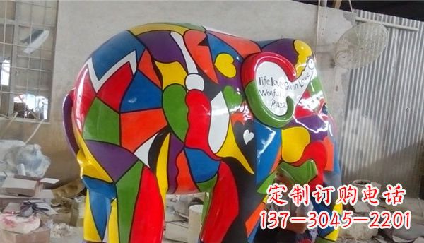 泉州不锈钢彩色大象公园景观雕塑