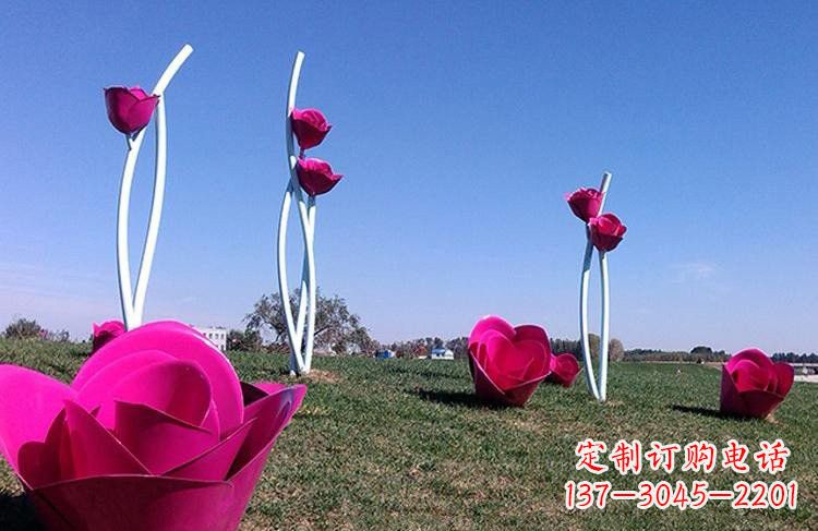 泉州不锈钢彩色玫瑰花雕塑