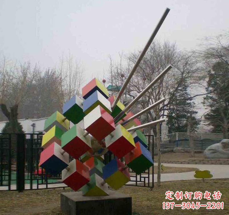 泉州不锈钢彩色魔方雕塑