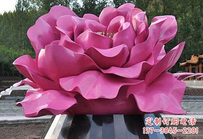 泉州不锈钢彩色牡丹花雕塑美丽的艺术品