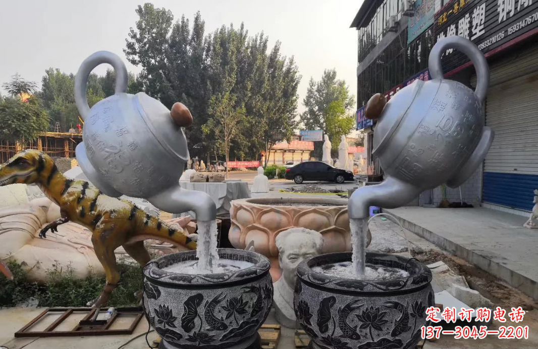 泉州不锈钢茶壶喷泉雕塑精致而又高雅