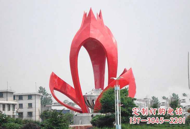 泉州不锈钢城市抽象莲花和莲蓬雕塑
