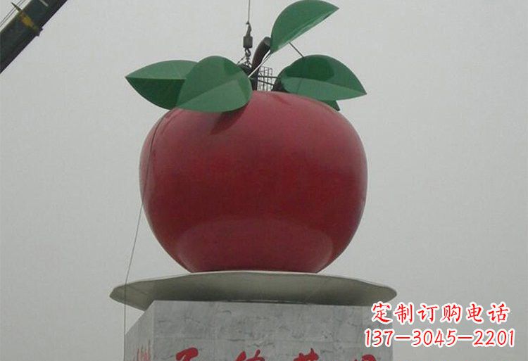 泉州不锈钢城市大型苹果雕塑象征着城市繁荣