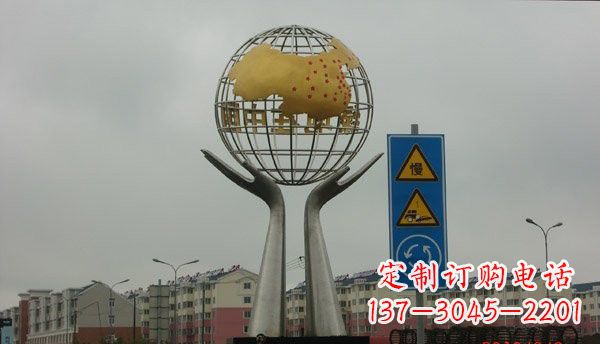 泉州不锈钢城市景观中的地球雕塑