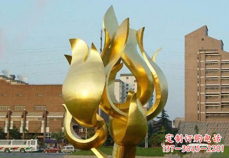 泉州不锈钢城市喷漆抽象荷花雕塑
