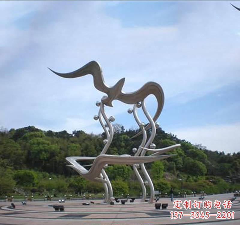 泉州不锈钢城市圆环大雁雕塑