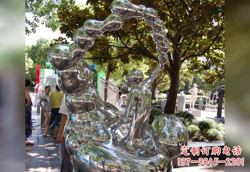 泉州不锈钢抽象吹泡泡的儿童雕塑