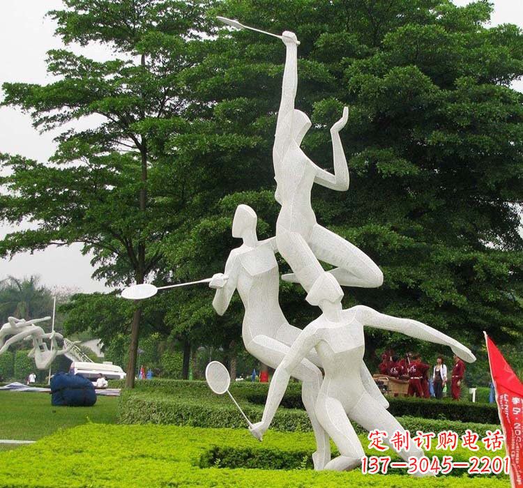 泉州不锈钢抽象打羽毛球人物运动雕塑
